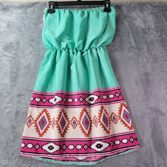 Auditions Womens Strapless Mini‎ Dress S Aztec Tribal Print Made in USA Vintage - Picture 5 of 7